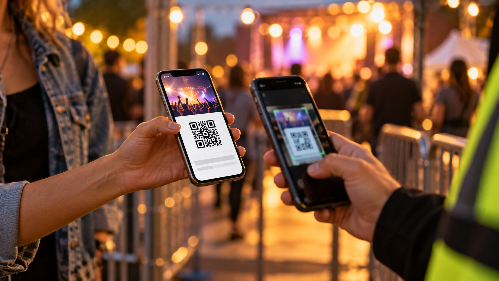 Digitales Veranstaltungsticket auf dem Smartphone beim QR-Scan am Einlass