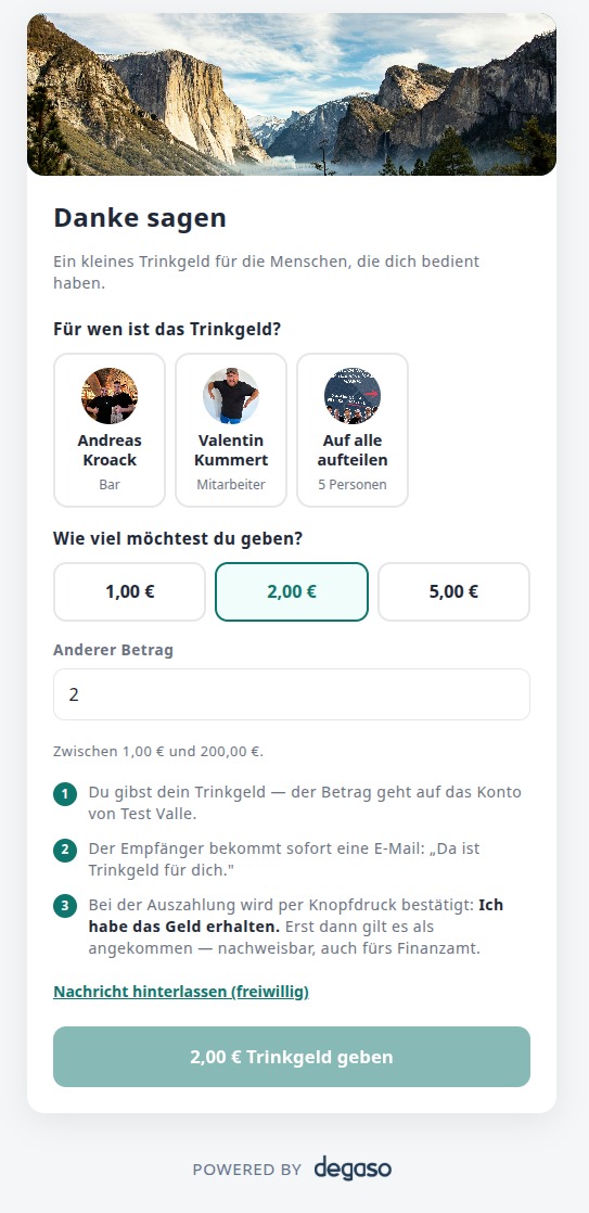 Unser Trinkgeld Tool