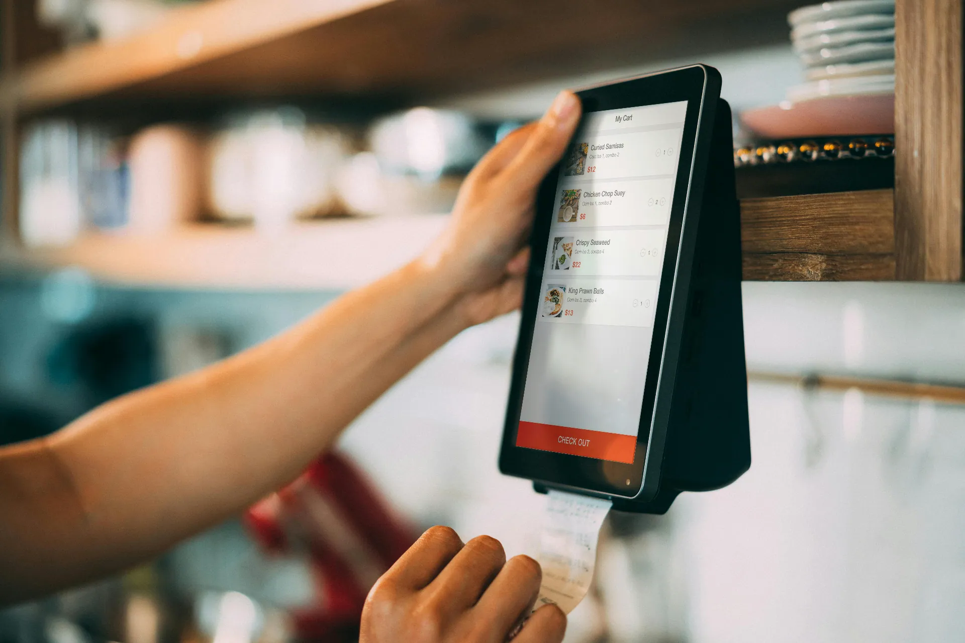 Modernes digitales Kassensystem in Restaurant